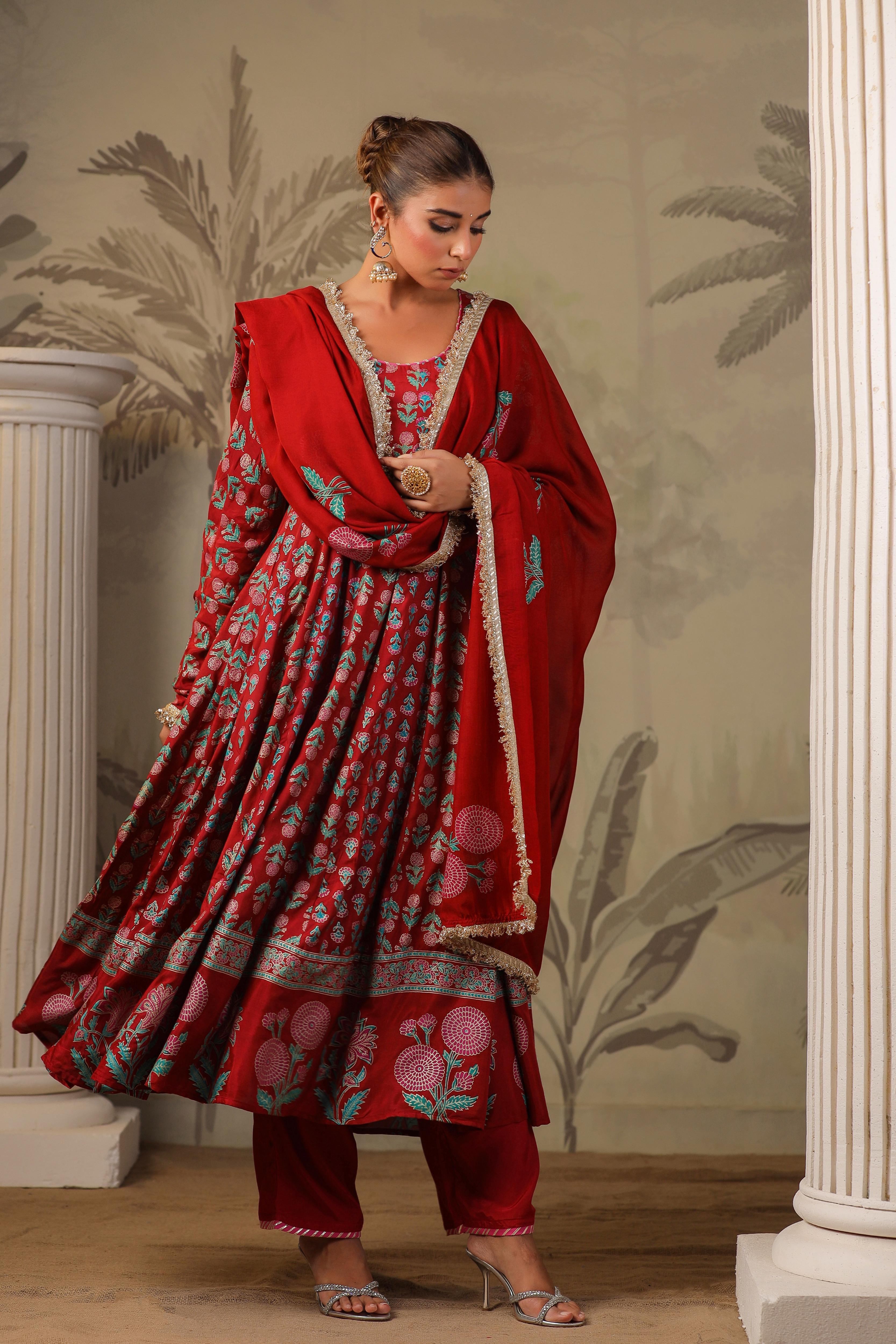 Ghazal Block Printed Anarkali Set