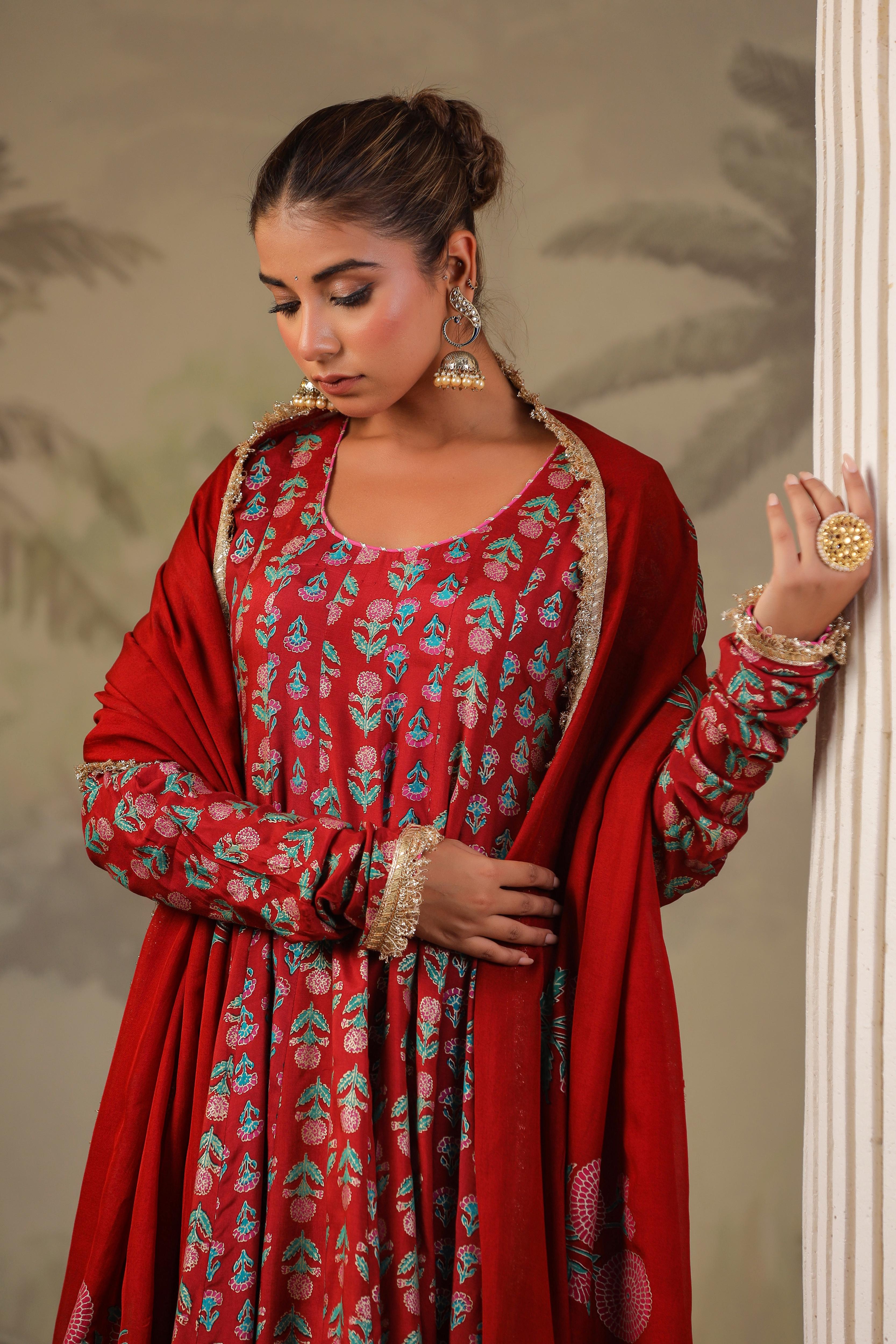 Ghazal Block Printed Anarkali Set