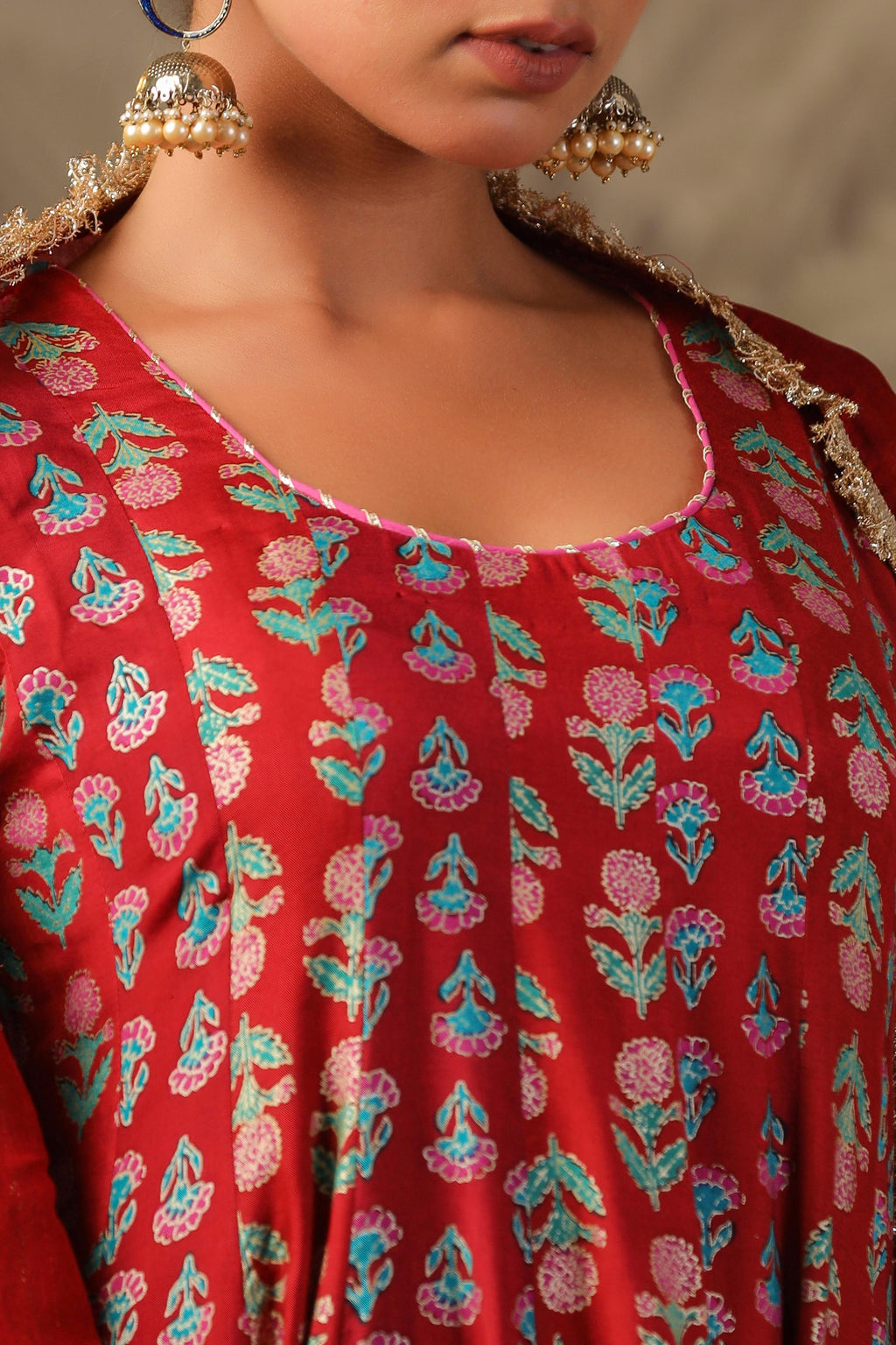 Ghazal Block Printed Anarkali Set