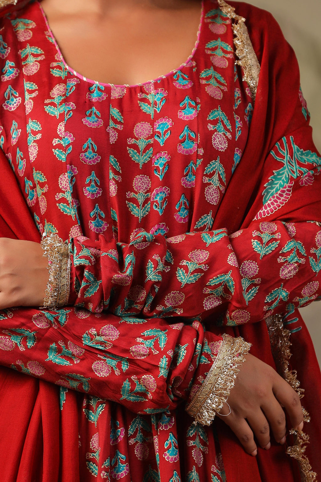 Ghazal Block Printed Anarkali Set