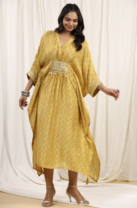 Bandhani Muslin Kaftaan