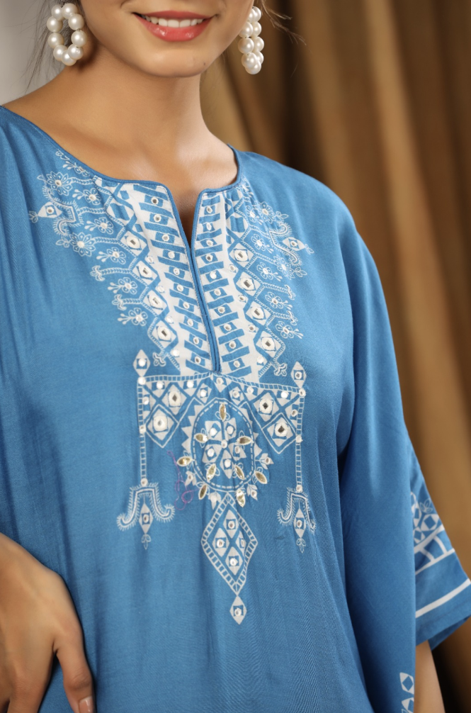 Flowy Blue Summer Kaftaan