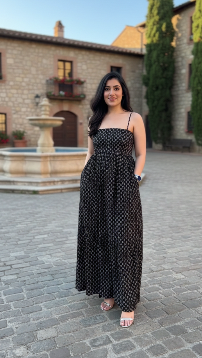 Nora Black Ajrakh Maxi Dress