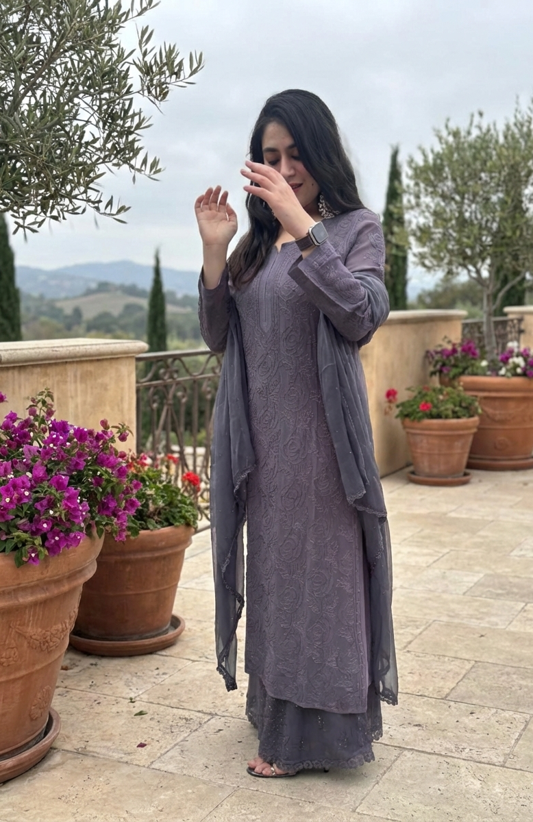 Dove Purple Chickenkari Full Suit Set