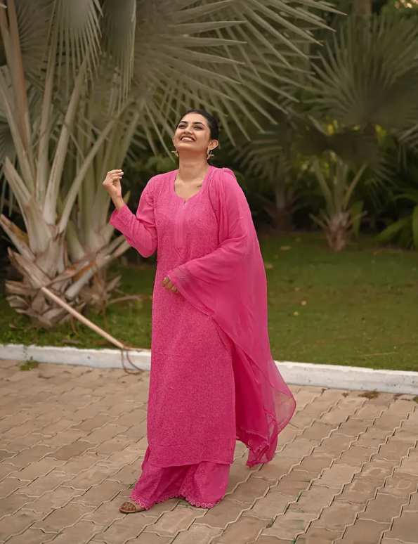 Hot Pink Chickenkari Full Suit Set