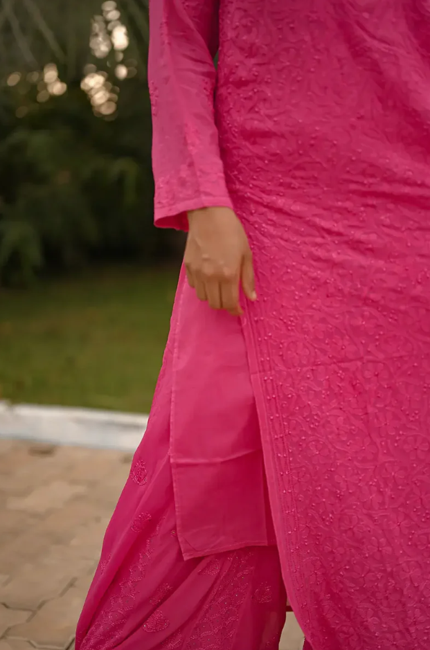 Hot Pink Chickenkari Full Suit Set