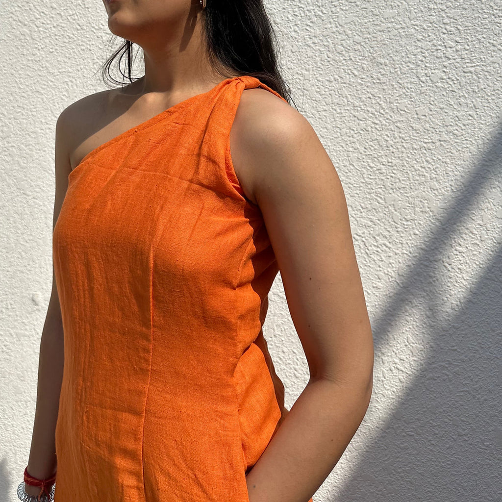Lily One Shoulder Linen Dress
