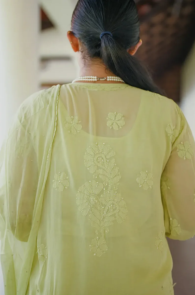 Sheen Green Chickenkari Full Suit Set