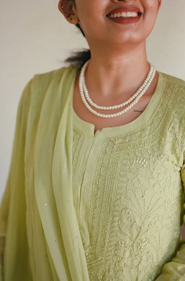 Sheen Green Chickenkari Full Suit Set