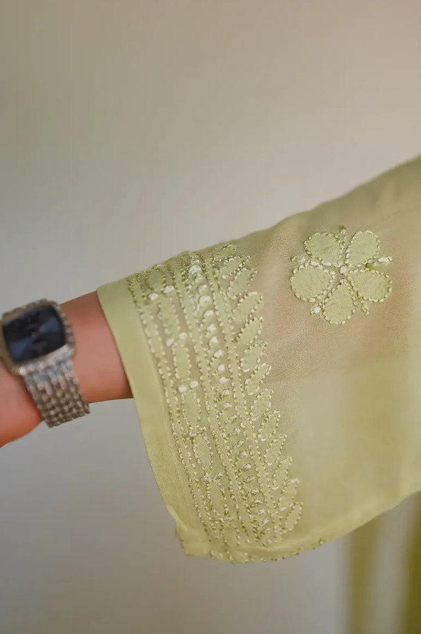 Sheen Green Chickenkari Full Suit Set