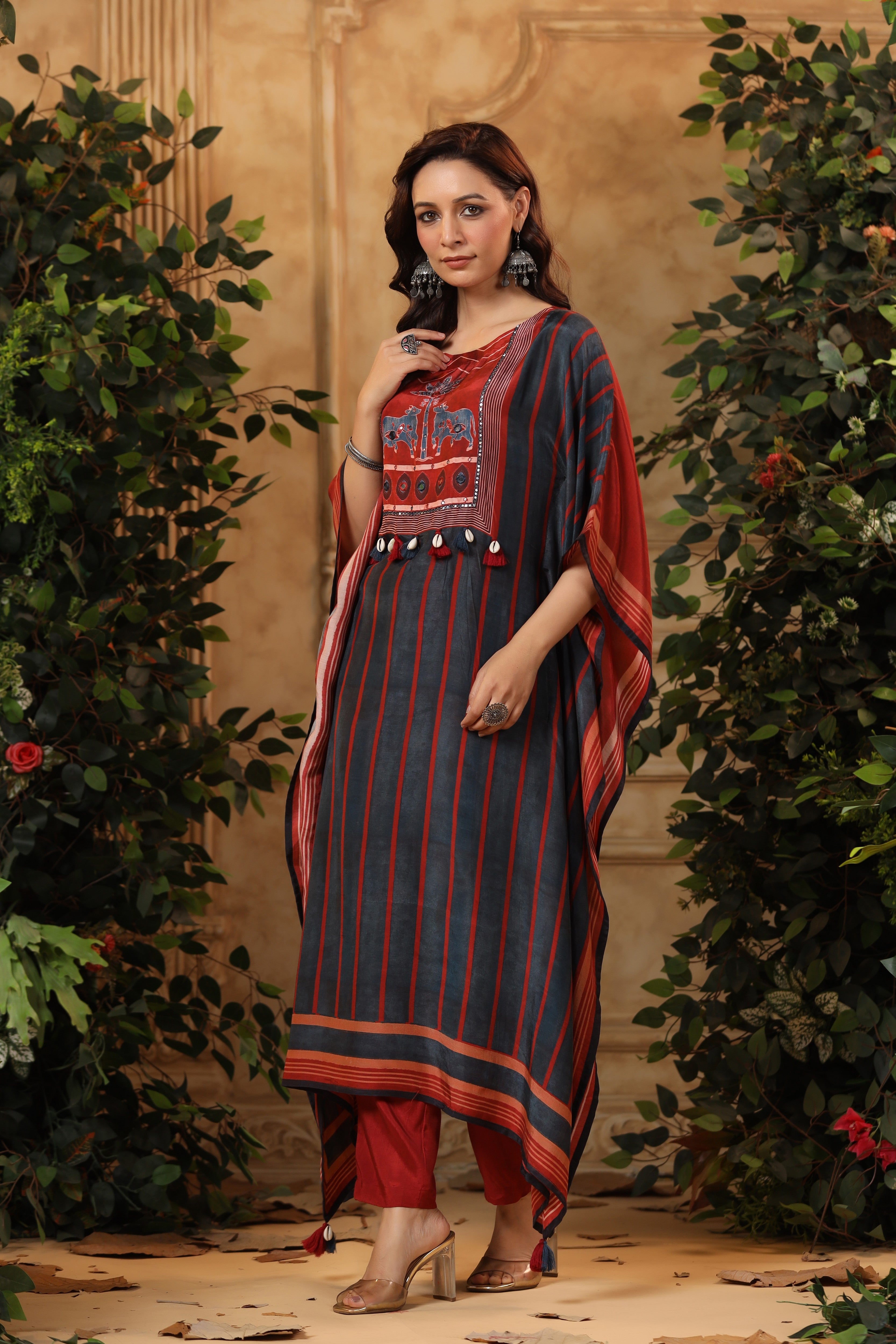 Royal Red Ajrakh Kaftaan