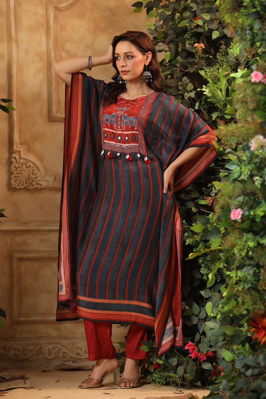 Royal Red Ajrakh Kaftaan