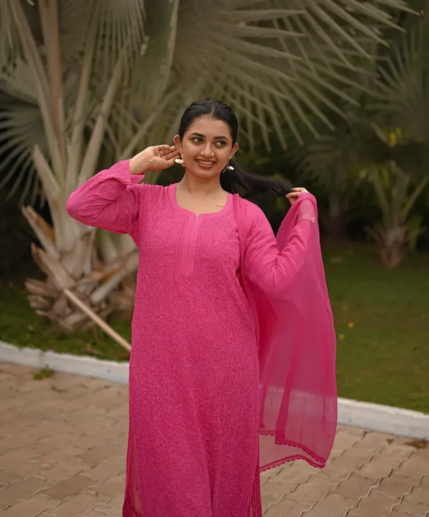 Hot Pink Chickenkari Full Suit Set