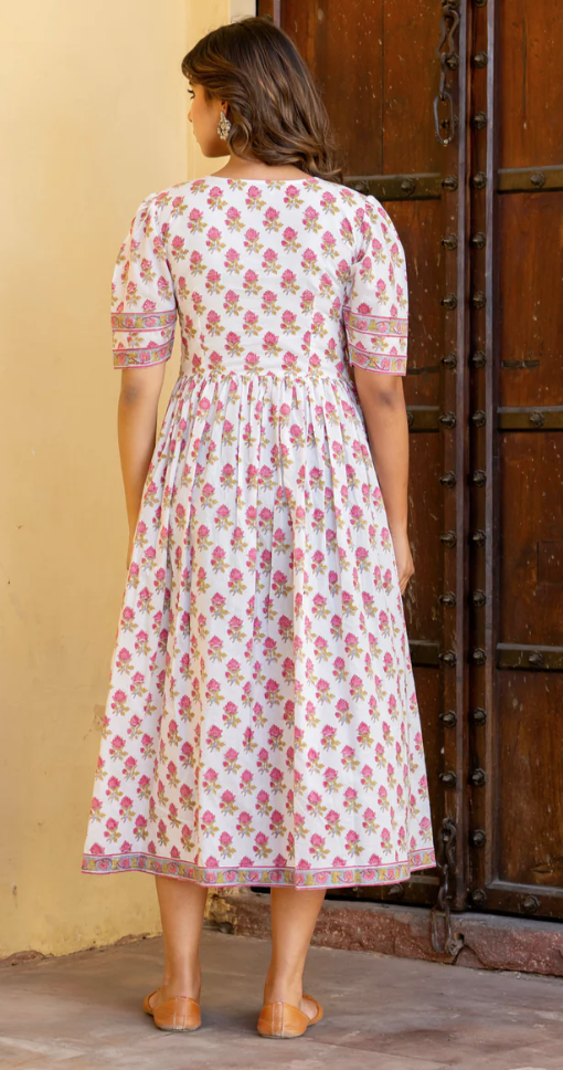 White Pink Big Buti Nyra Dress