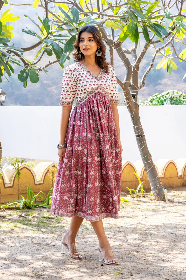 White Pink Dual Nyra Dress