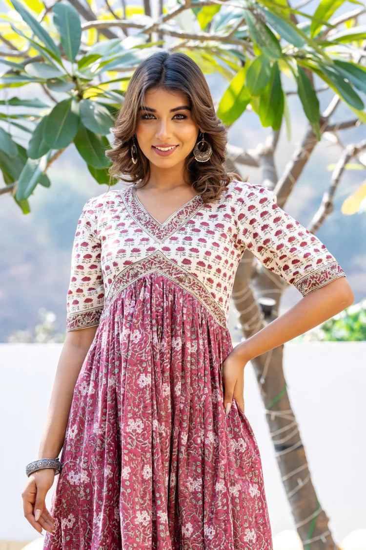 White Pink Dual Nyra Dress