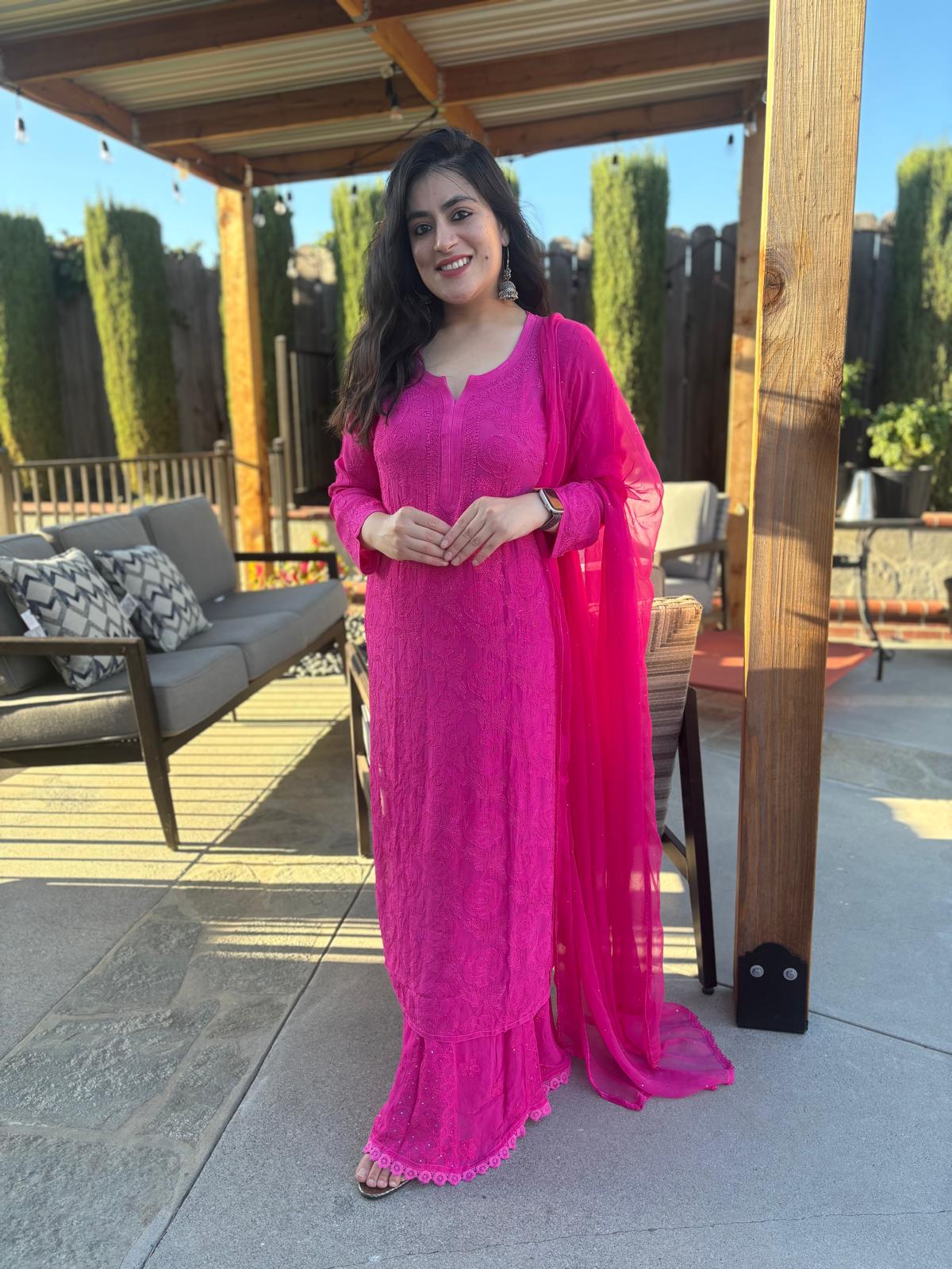 Hot Pink Chickenkari Full Suit Set