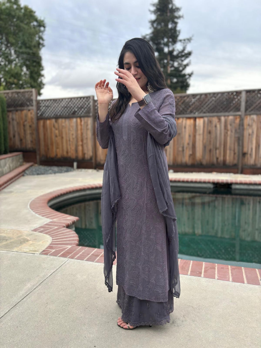 Dove Purple Chickenkari Full Suit Set