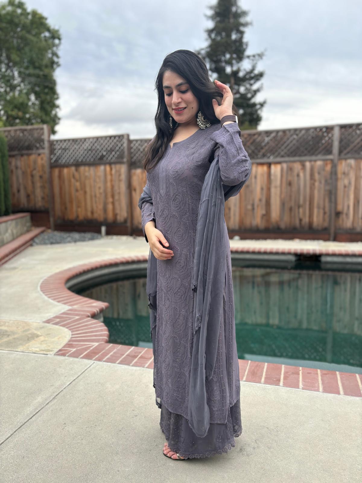 Dove Purple Chickenkari Full Suit Set