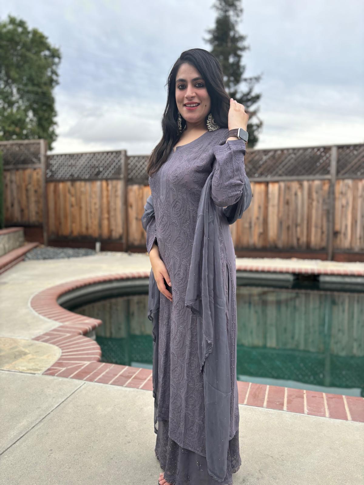 Dove Purple Chickenkari Full Suit Set