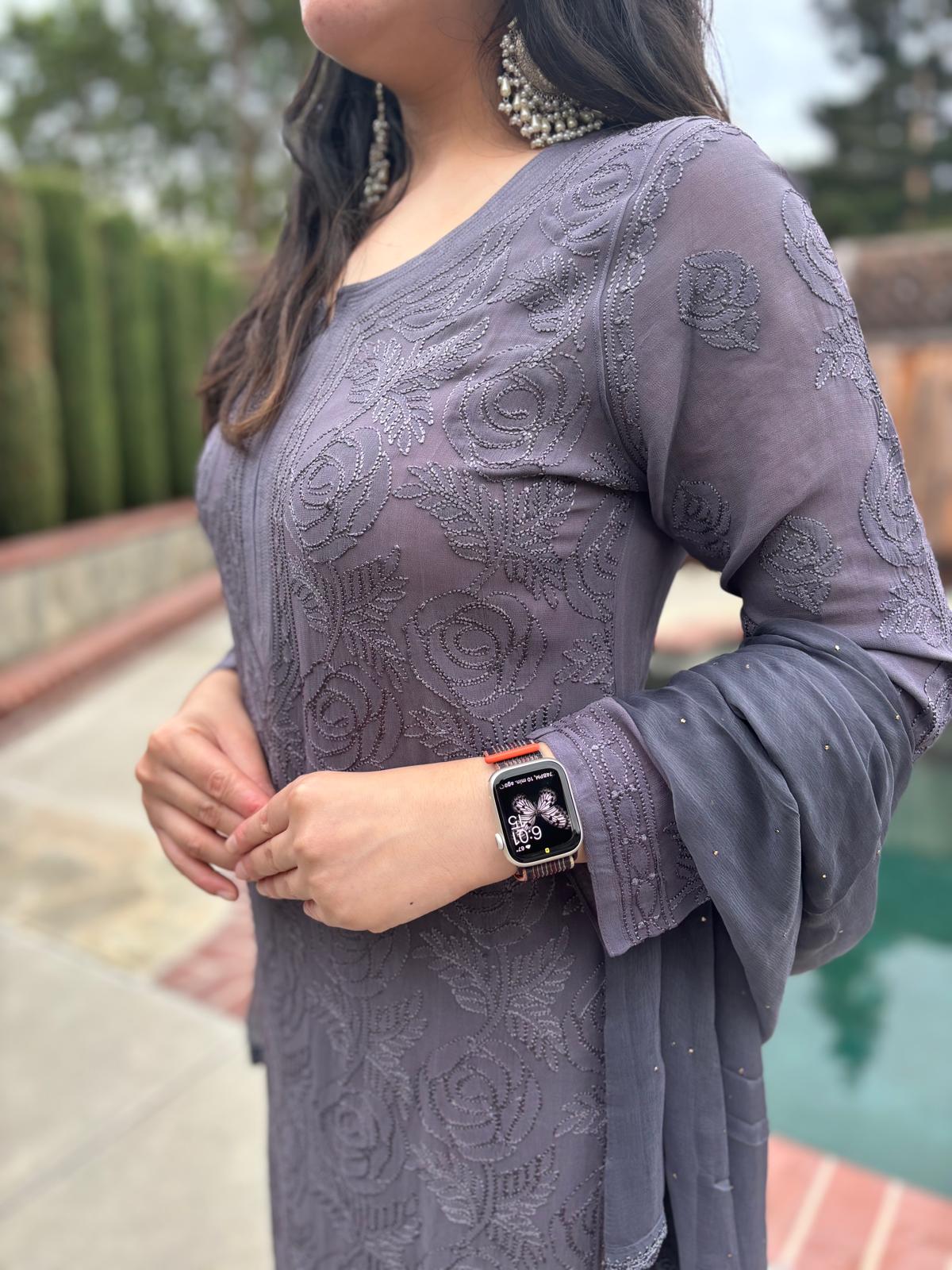 Dove Purple Chickenkari Full Suit Set