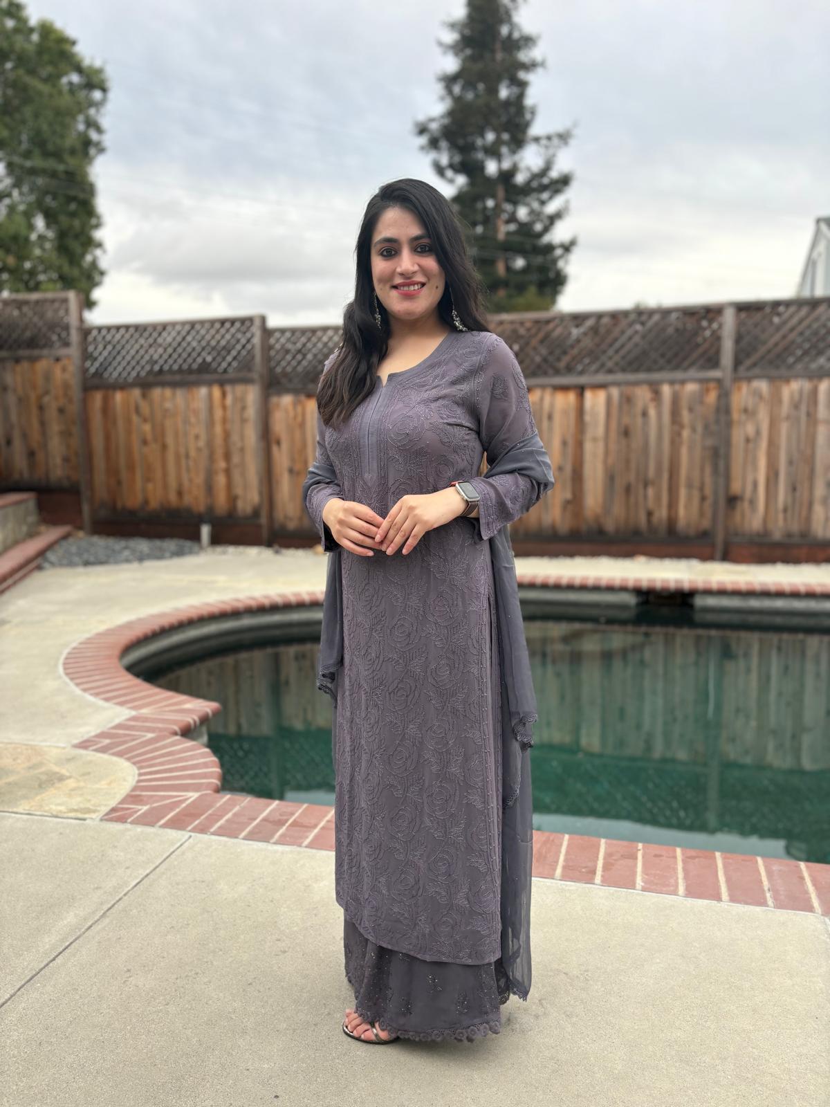 Dove Purple Chickenkari Full Suit Set