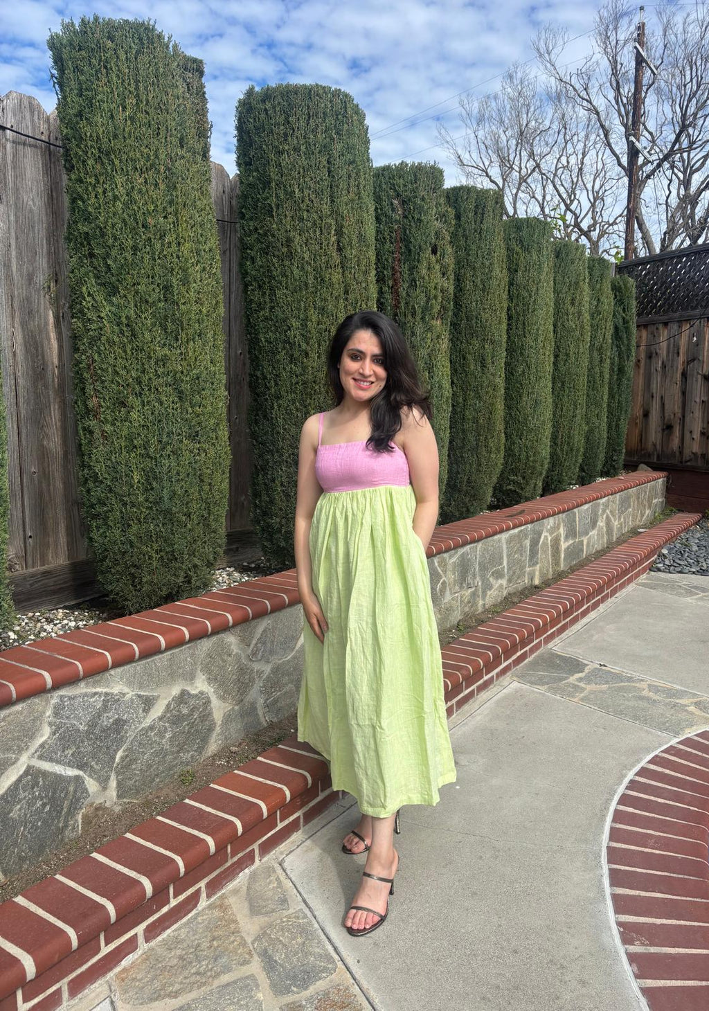 Leher Dual Tone Linen Dress