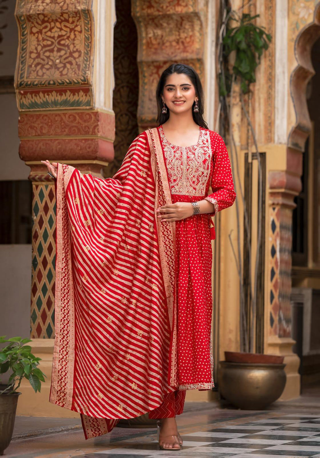 Bandhani Leheriya Nyra Cut Set