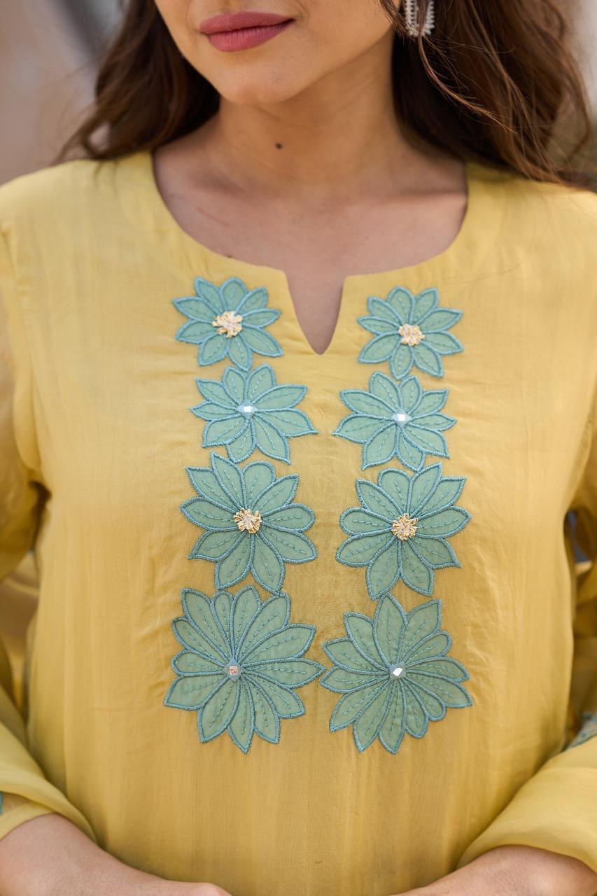 Lemon Blue Floral Straight Set