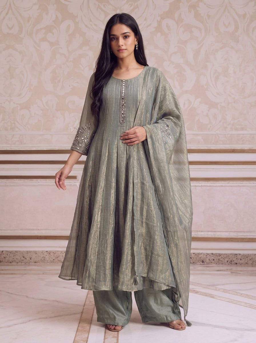 Veda Tissue Anarkali Set