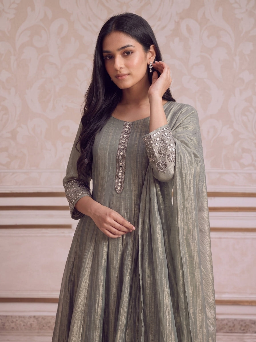 Veda Tissue Anarkali Set