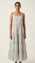 White Blue Small Buti Boho Dress