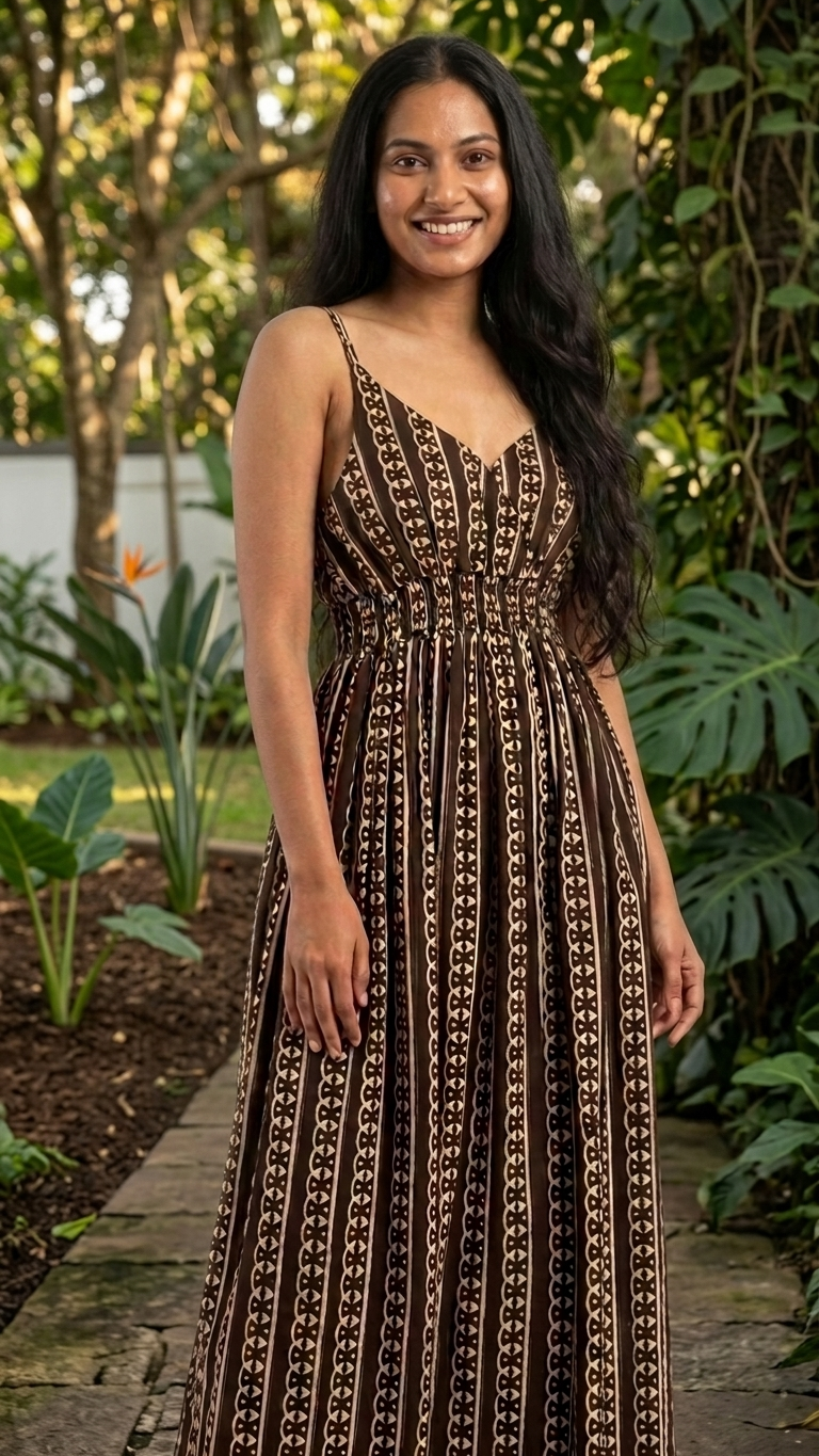 Black Beige Bohemian Dress
