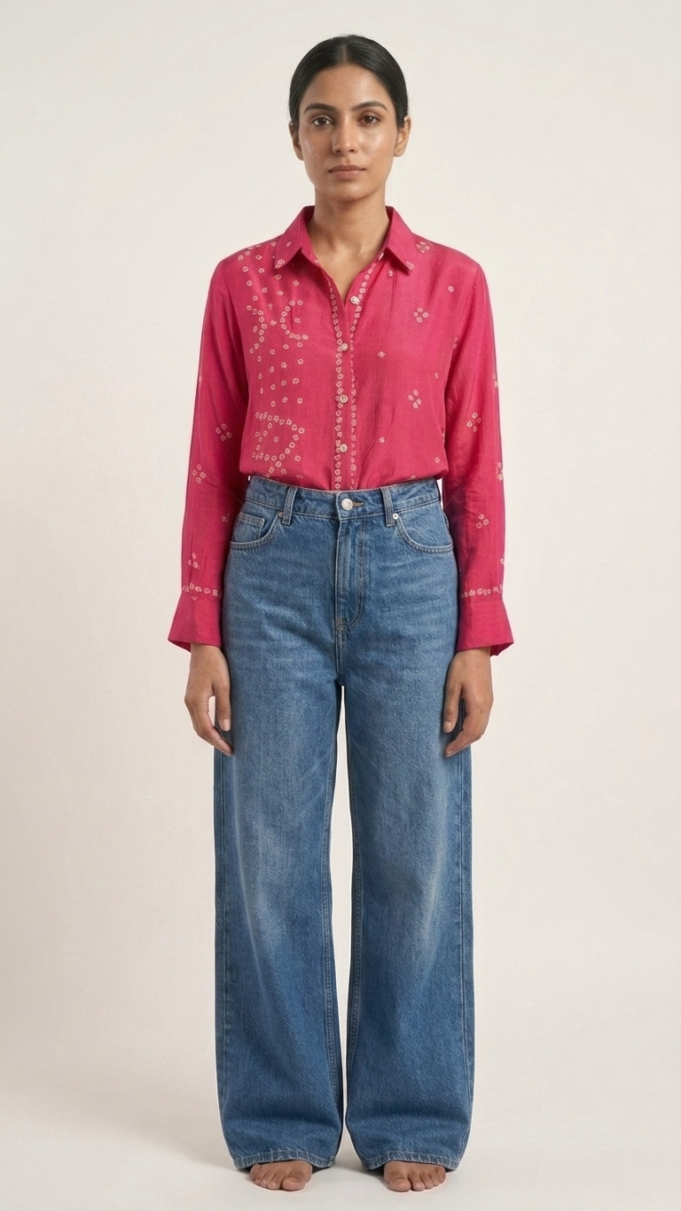 Bandhani Crepe Shirt - Vertical
