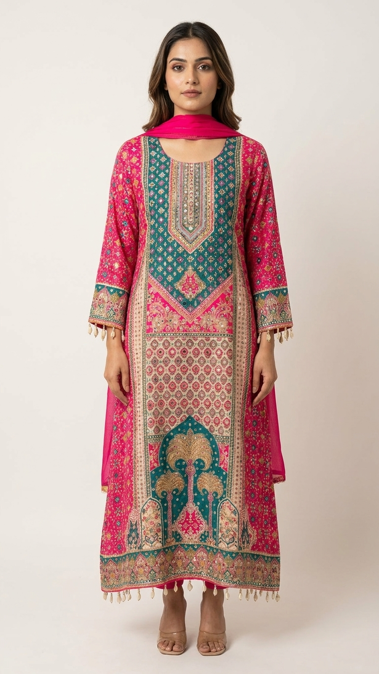 Pink Patola Pakistani Set