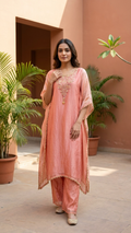 Blush Pink Tissue Kaftaan Set