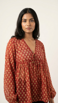 Leela Red Mul Top