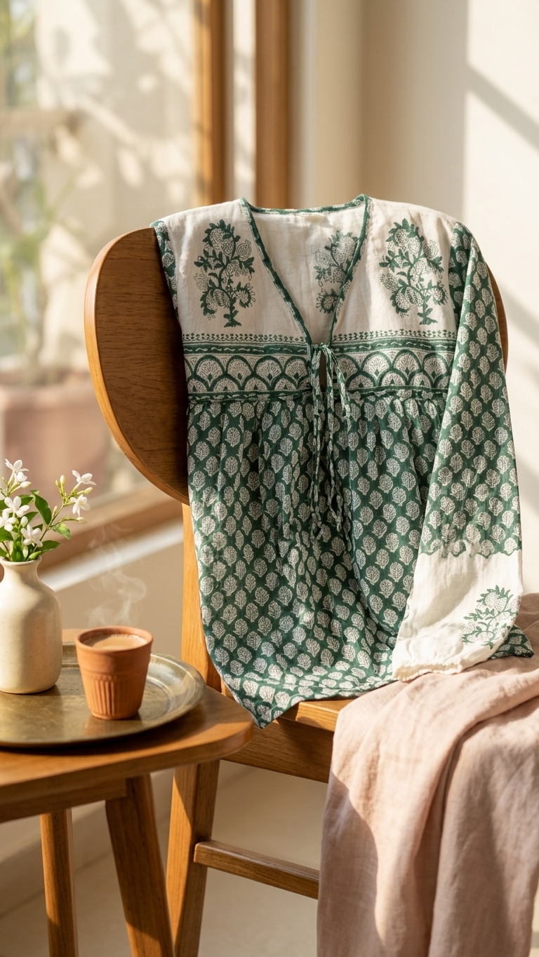 Tarini Mul Motif Top