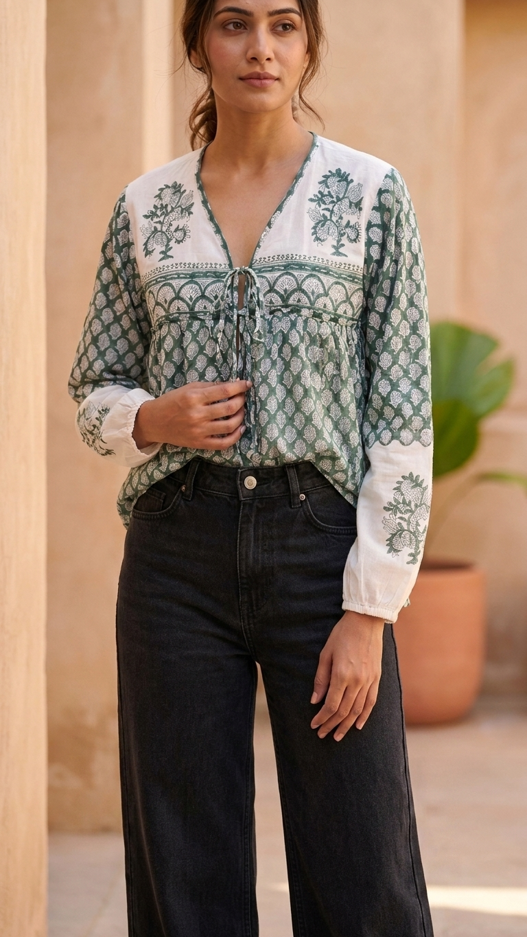 Tarini Mul Motif Top