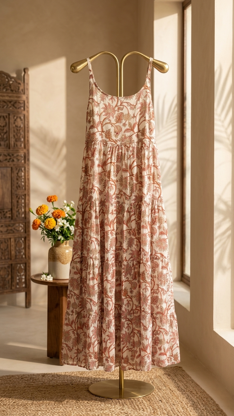 Pink Floral Boho Dress
