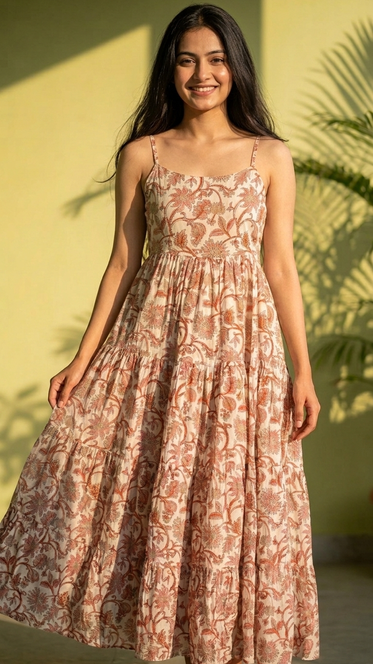 Pink Floral Boho Dress