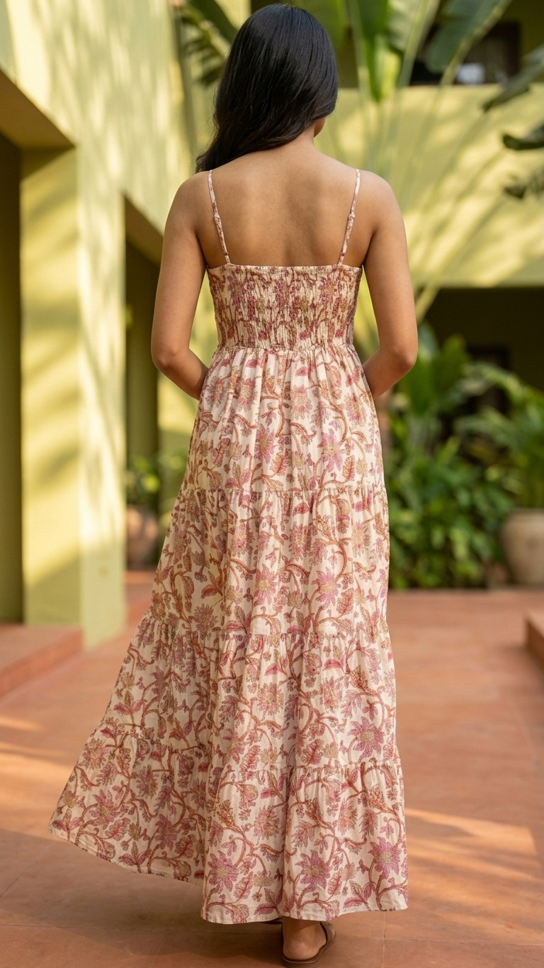 Pink Floral Boho Dress