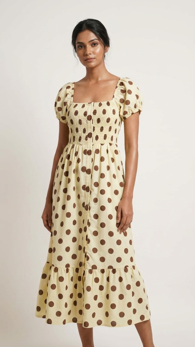 Tina Butter Yellow Polka dress