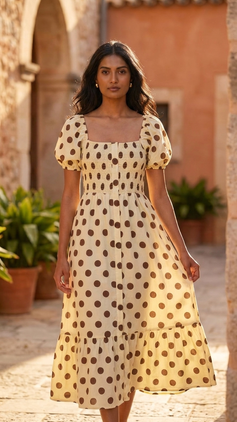 Tina Butter Yellow Polka dress