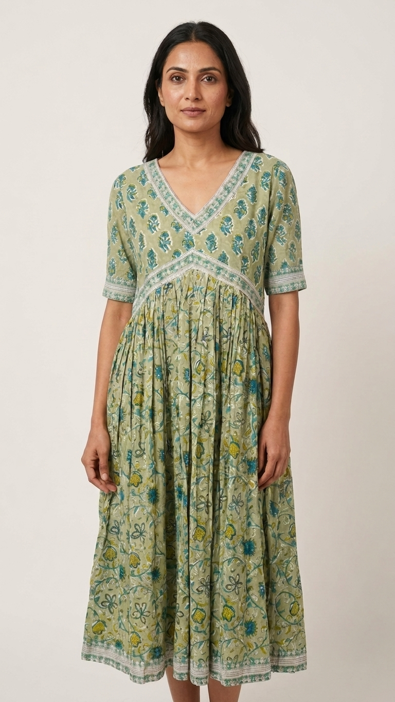 Olive Floral Nyra Dress