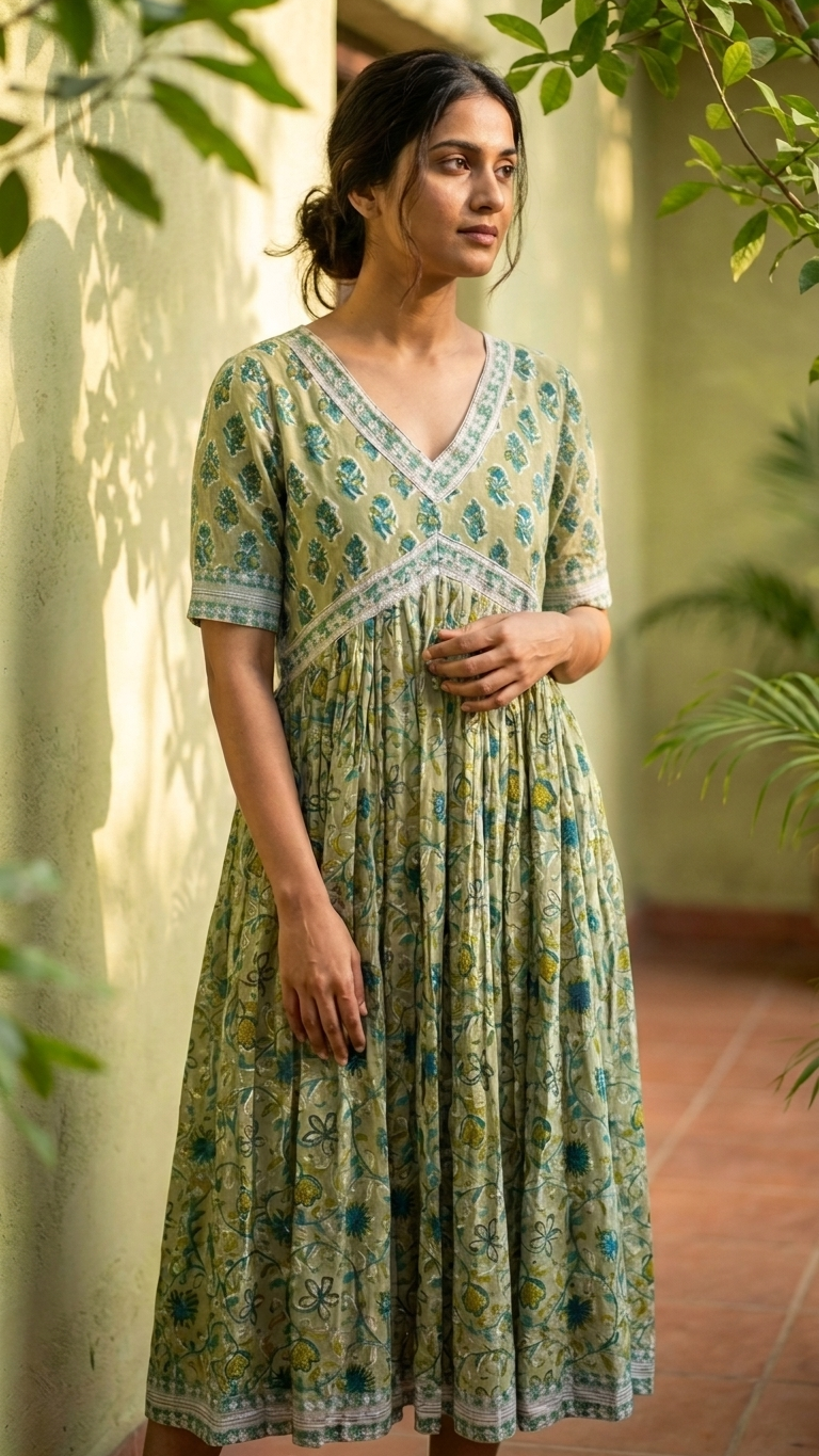 Olive Floral Nyra Dress