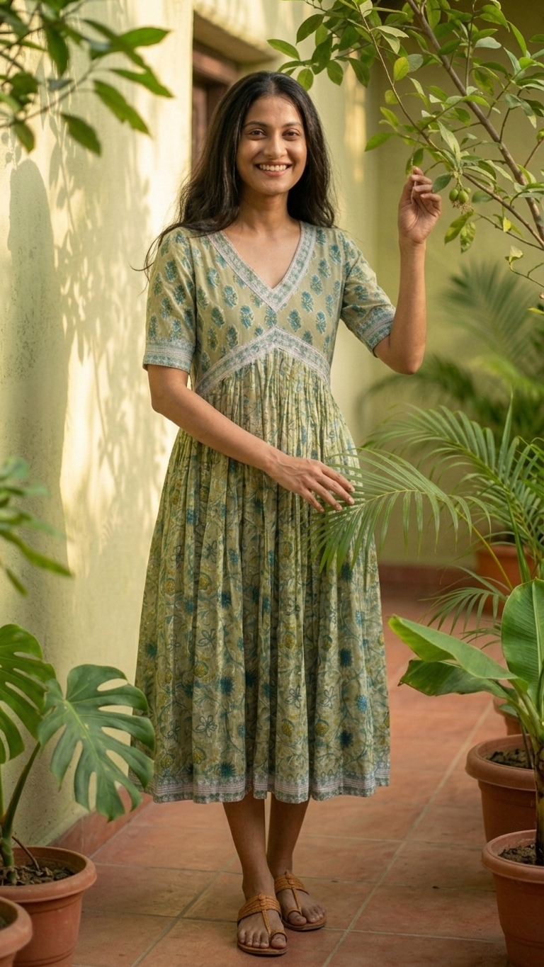 Olive Floral Nyra Dress