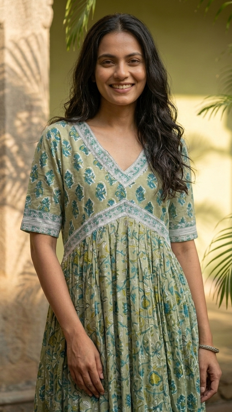Olive Floral Nyra Dress