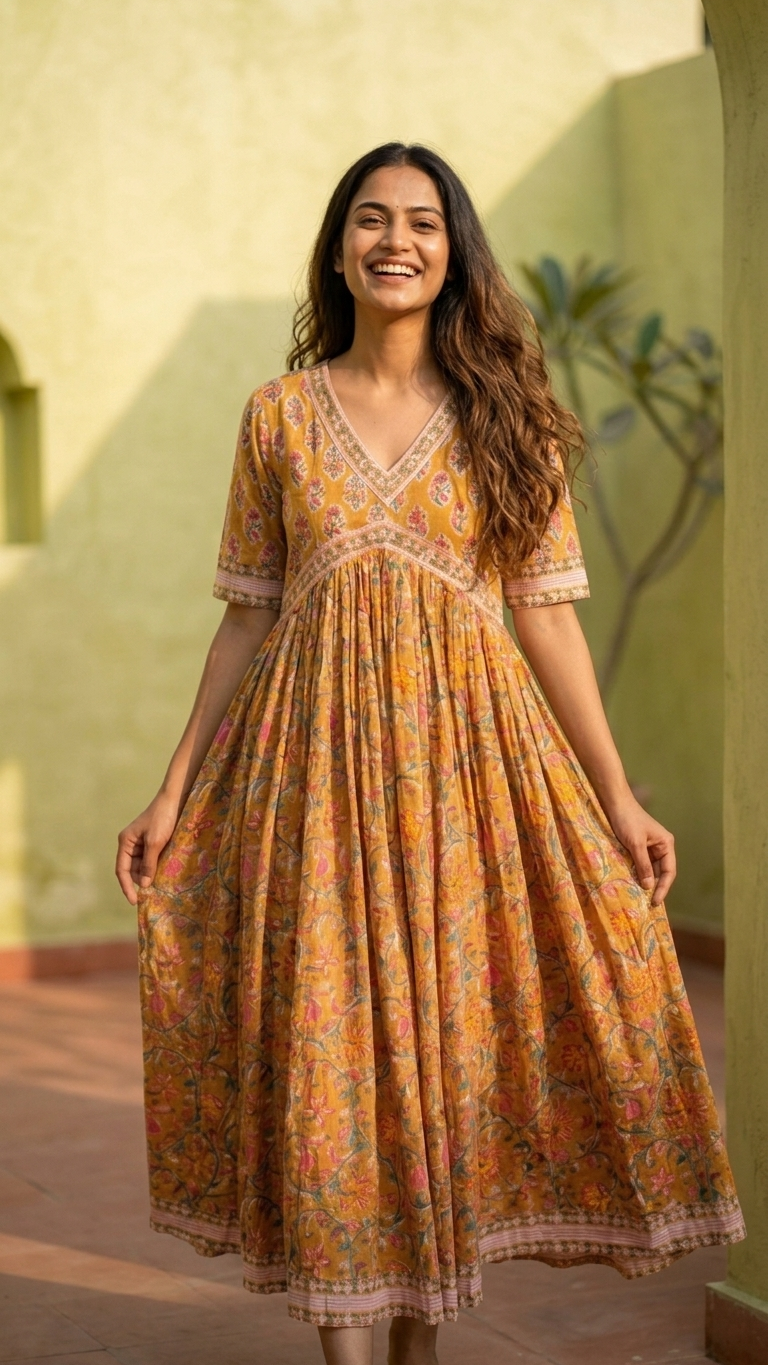 Mustard Pink Buti Nyra Dress