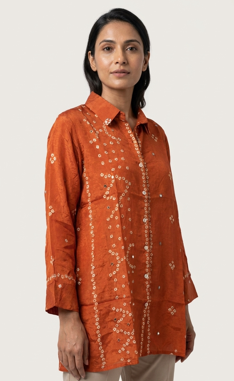 Bandhani Crepe Shirt - Vertical